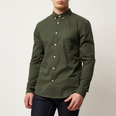 Olive green twill shirt